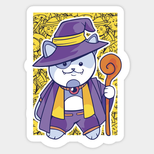 D&D Wizard Class Kawaii Cat Sticker by Sunburst